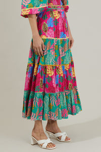 Marina Tropical Tiered Maxi Skirt