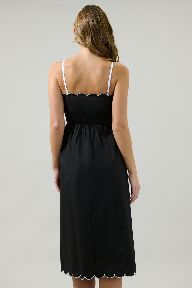 Christy Scalloped Midi Dress Black / M by Sugarlips