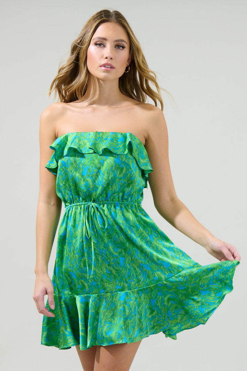 Cerena Floral Rain Dance Convertible Ruffle Flounce Mini Dress – Sugarlips