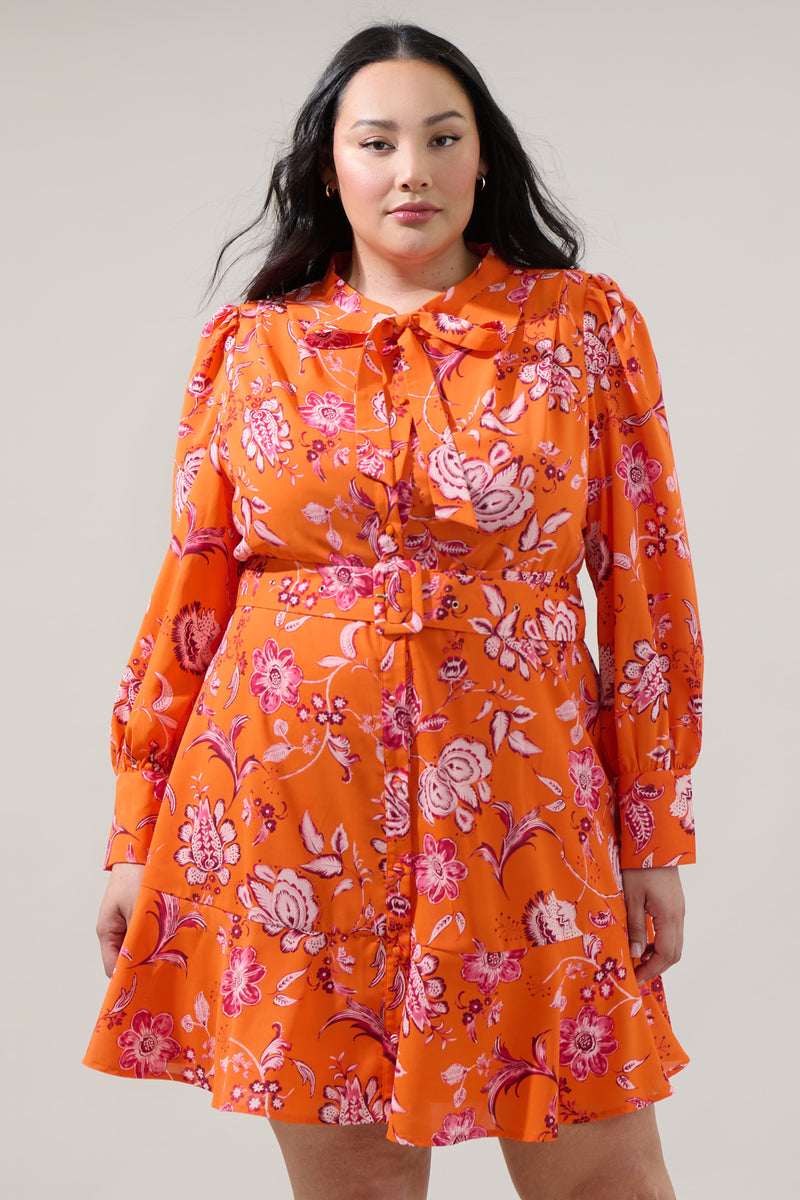 Cosmo Floral Flare Mini Dress Curve Sugarlips