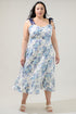 Majesty Floral Villa Garden Eyelet Midi Dress Curve