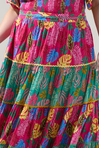 Marina Tropical Tiered Maxi Skirt Curve