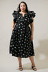 Mayrel Floral Santana Tie Back Midi Dress Curve