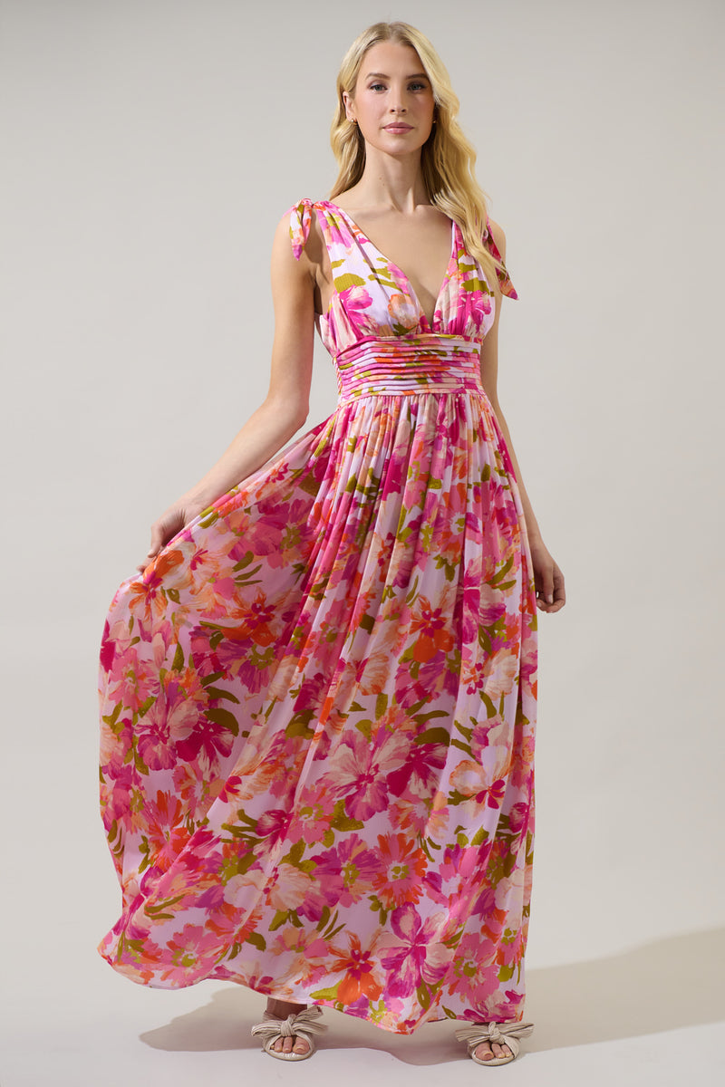Abigal Floral Descanso Pleated Maxi Dress – Sugarlips