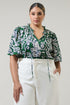 Harriet Floral Ruffle Split Neck Dupont Top Curve