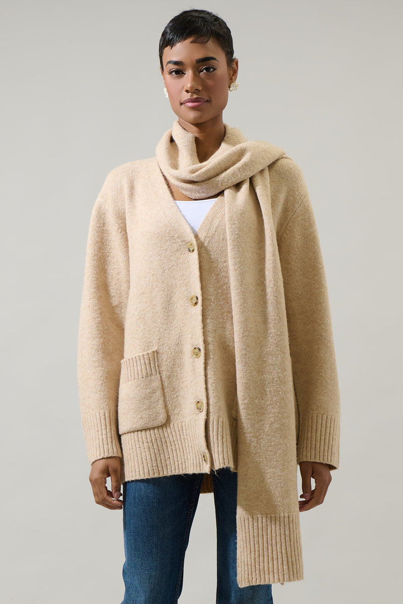 Triana Button Up Scarf Cardigan – Sugarlips