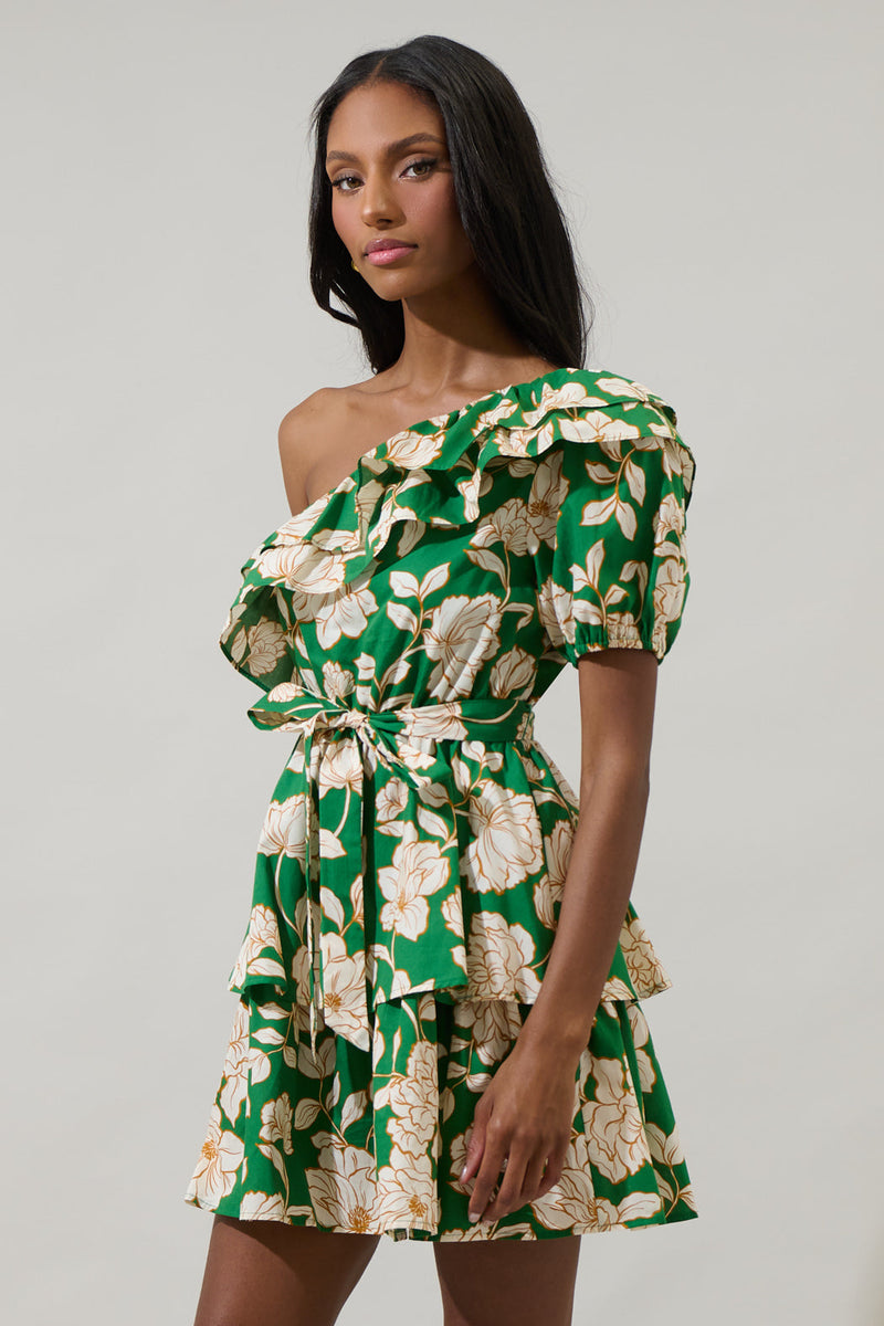 Lucena Floral Irene One Shoulder Mini Dress – Sugarlips