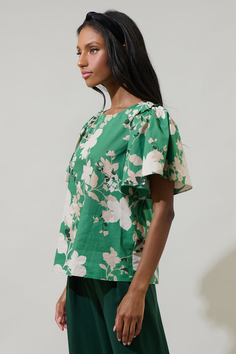 Notina Puff Sleeve Top in Shirred Grey main image 1