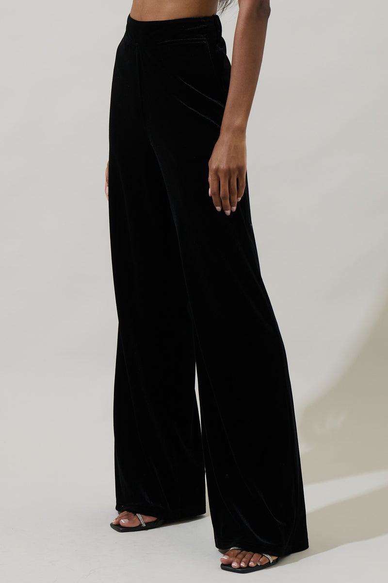 Oriana Lulu Velvet Wide Pants – Sugarlips