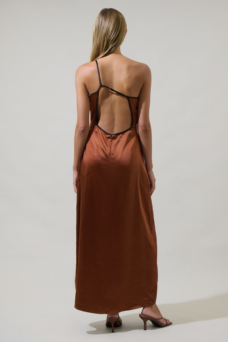 Maurice Open Back Slit Maxi Dress Copper / M by Sugarlips
