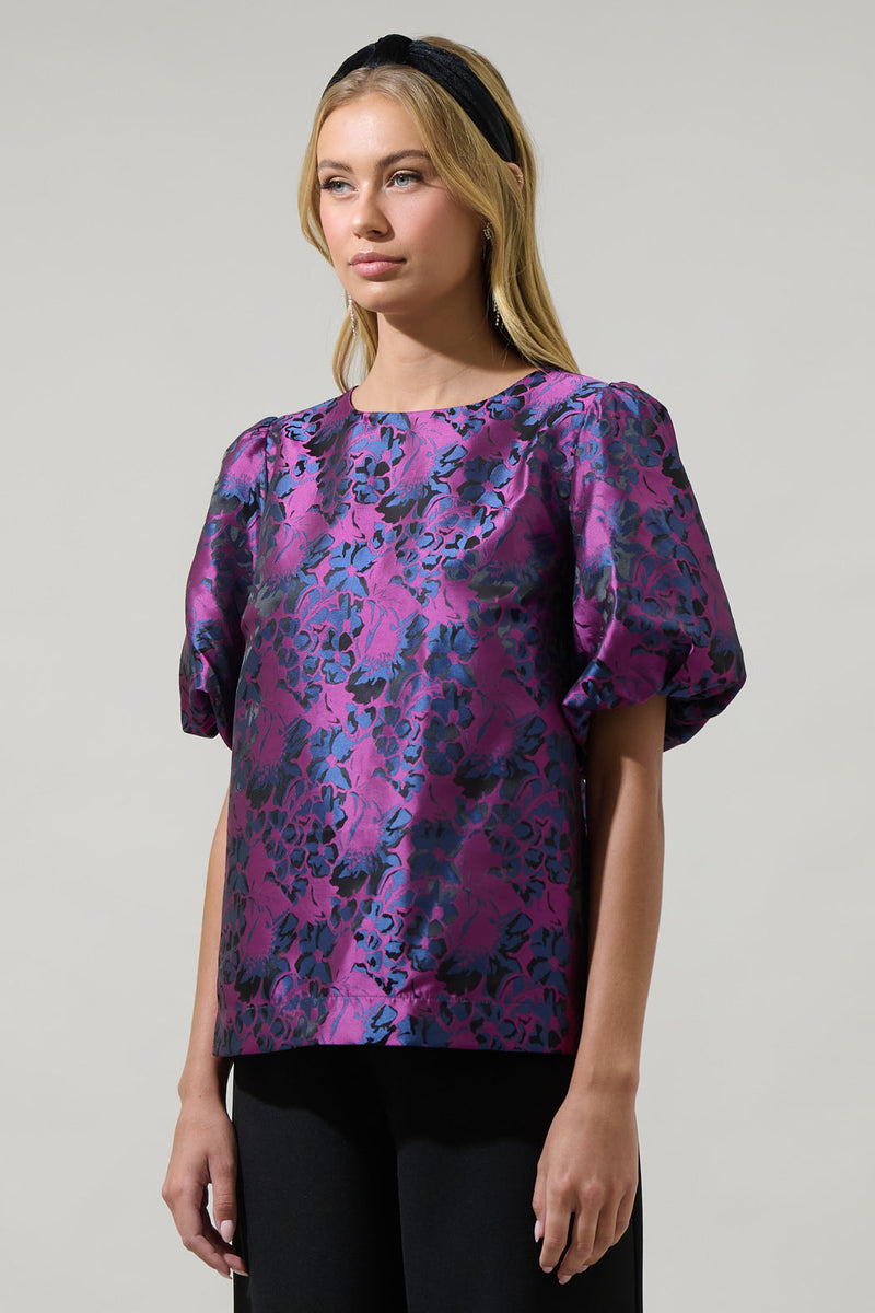 Farrah Jacquard Floral Joi Bubble Top – Sugarlips