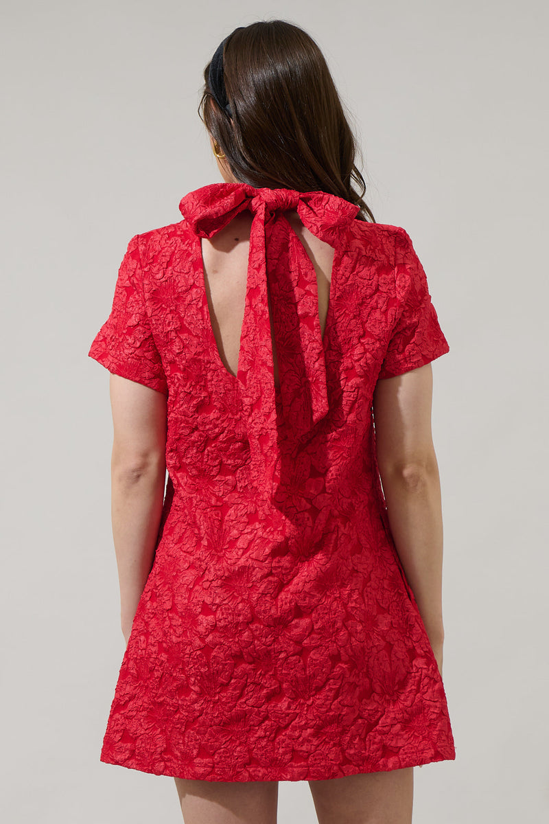Arielle Jacquard Nova Back Bow Tie Mini Dress – Sugarlips