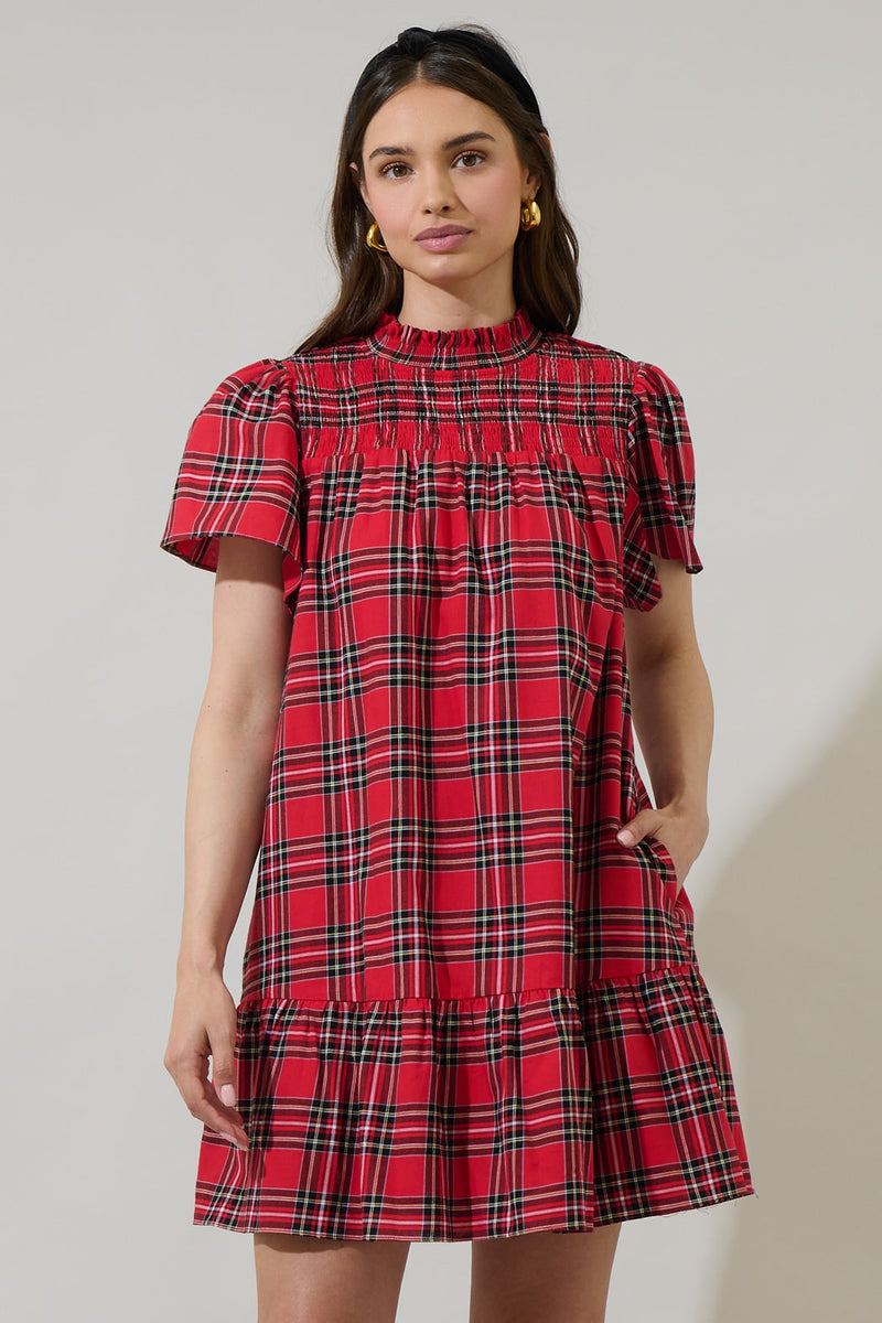 Boswell Tartan Plaid Yare Short Sleeve Mini Dress – Sugarlips