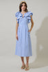 Zira Striped Santana Tie Back Midi Dress