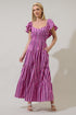 Mursy Striped Nala Tiered Smocked Maxi Dress