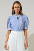 Cayra Stripe Klina Drape Sleeve Top
