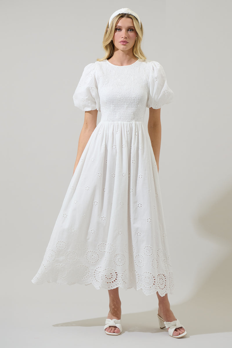 suger ドレス　Ｍsize Deana Eyelet Smocked Midi Dress – Sugarlips