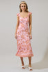 Zavey Floral Chantal Ruffle Smocked Midi Dress