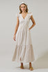 Sandy Striped Evianna Flutter Maxi Dress