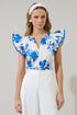 Aby Floral Carya Ruffle Poplin Top