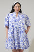 Maeve Floral Dixie Split Neck Shift Dress Curve