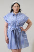 Samera Stripe Button Up Mini Dress Curve