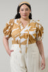 Hazel Abstract Noche Tie Neck Blouse Curve