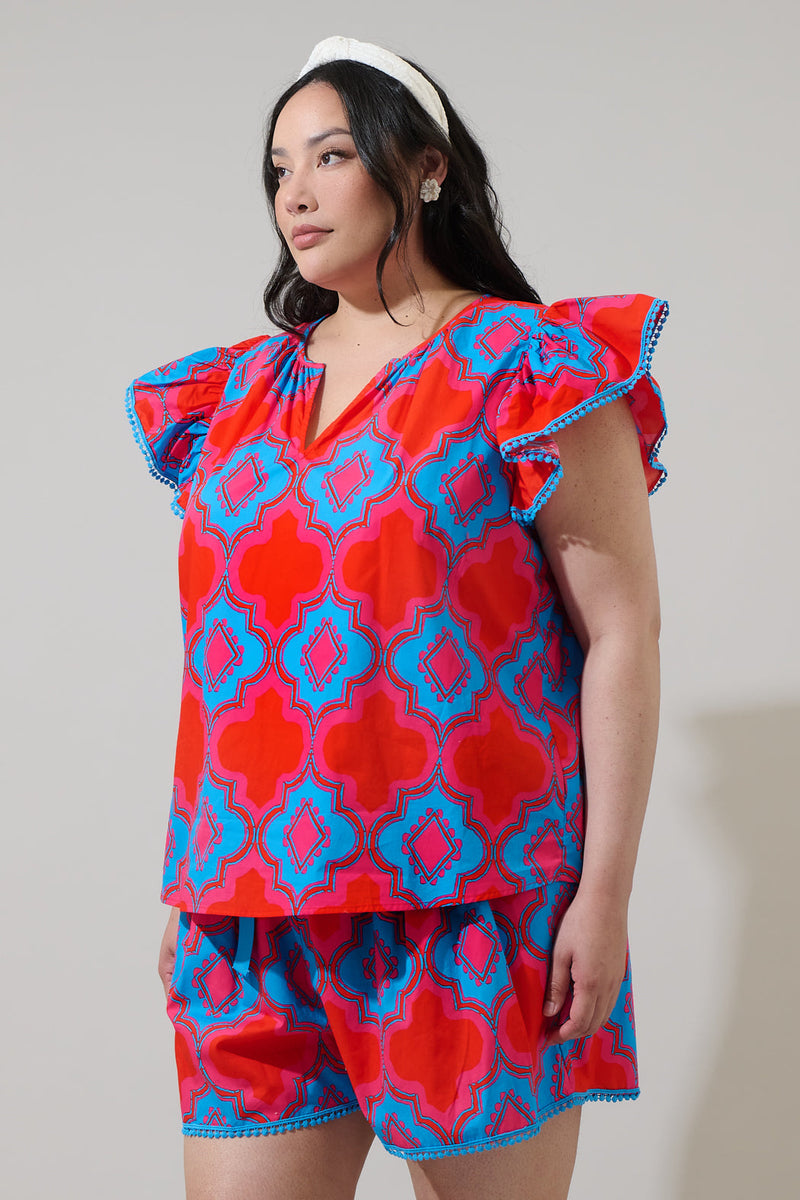 トップス Curensology poplin ruffle blouse Rae Poplin Ruffle Short Sleeve Top – Sugarlips