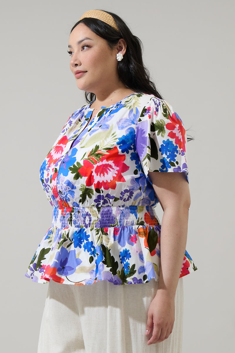Amania Floral Sarina Smocked Peplum Top Curve – Sugarlips