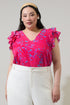 Delina Floral Tiffy Ruffle Top Curve