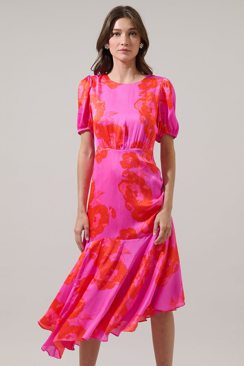 herlipto Asymmetrical Floral Dress 初期 Lailah Floral Balboa Asymmetrical Midi Dress – Sugarlips