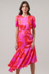 Lailah Floral Balboa Asymmetrical Midi Dress