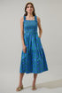 Sera Floral Ember Smocked Midi Dress