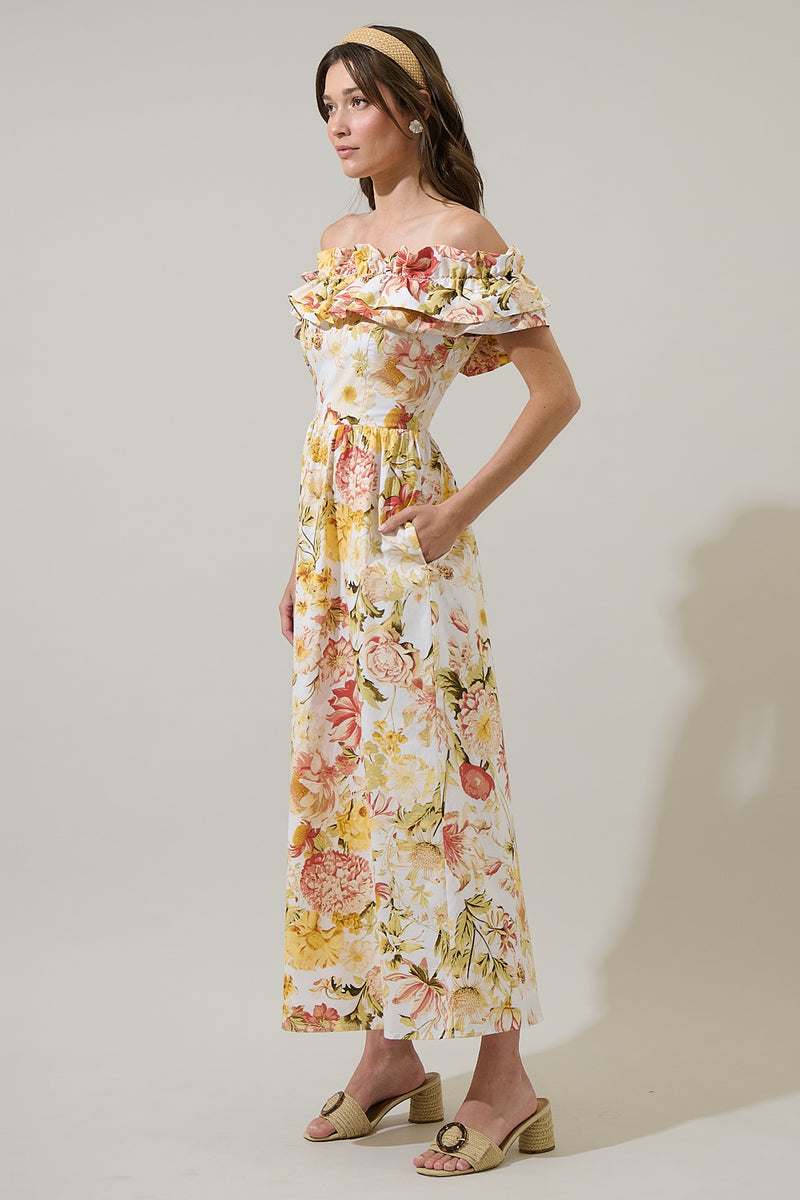 Zury Floral Jana Ruffle Maxi Dress – Sugarlips