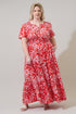 Hazen Floral Palmer Poplin Tiered Maxi Dress Curve