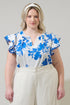 Aby Floral Carya Ruffle Poplin Top Curve
