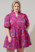 Signy Floral Dixie Split Neck Shift Dress Curve