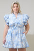 Poly Leaf Alina Ruffle Shift Mini Dress Curve