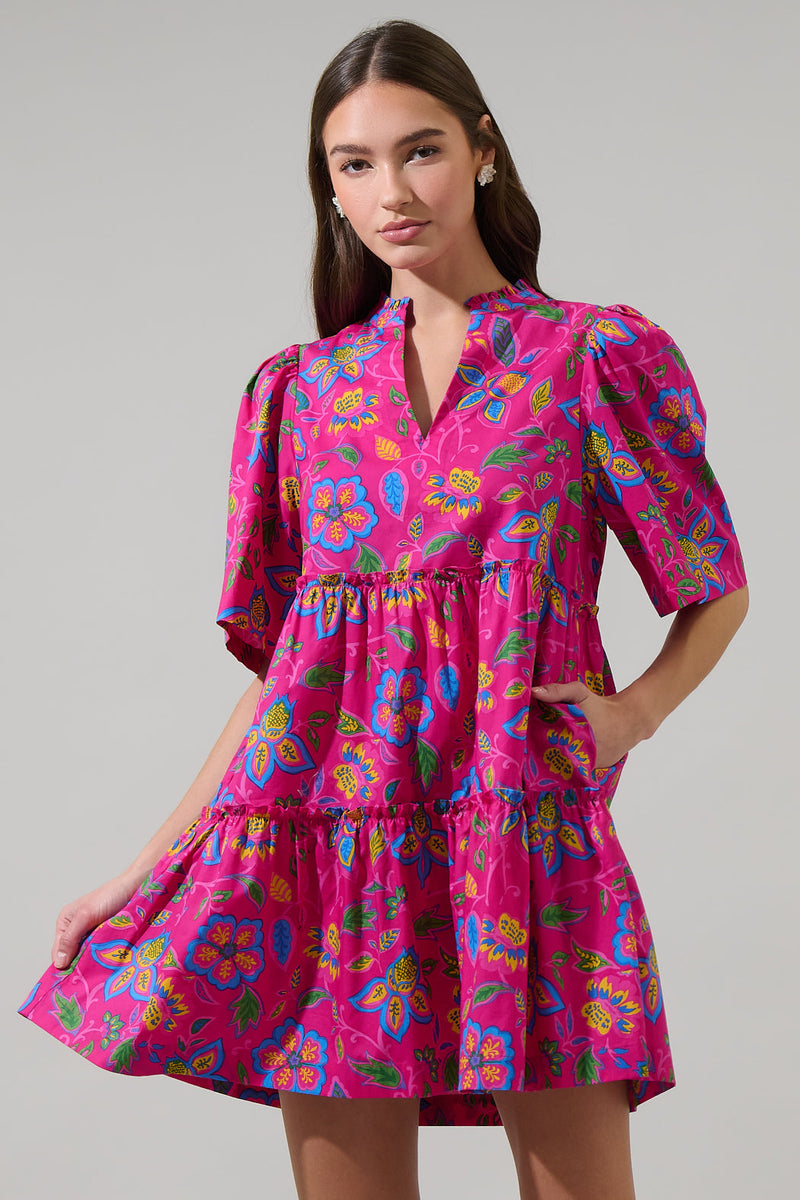 Signy Floral Dixie Split Neck Shift Dress – Sugarlips