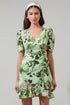 Zane Floral Angelonia Wrap Ruffle Mini Dress
