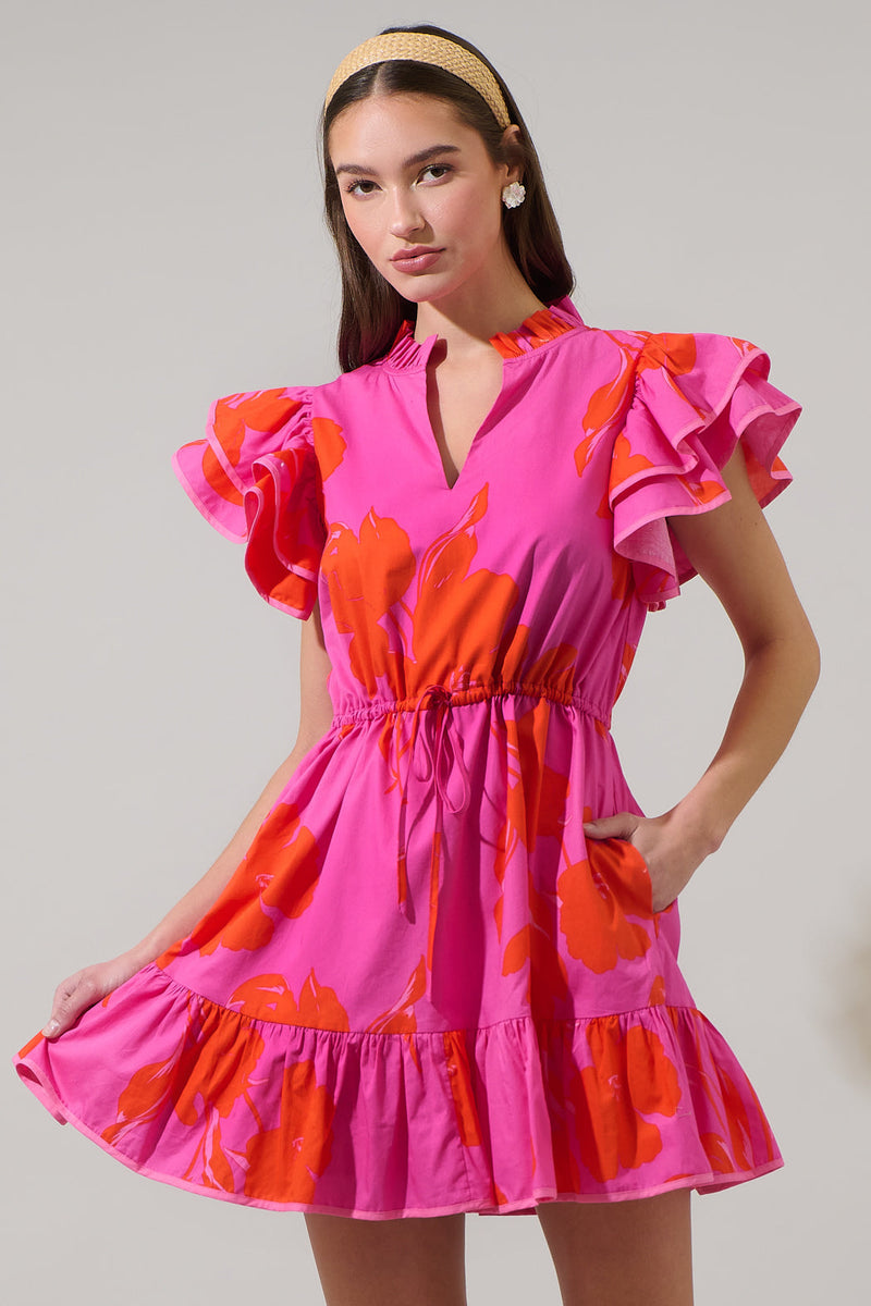Aurea Floral Alina Ruffle Shift Mini Dress – Sugarlips