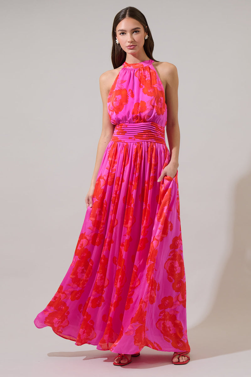 Lailah Floral Landy Halter Maxi Dress – Sugarlips