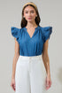 Haysville Risette Ruffle Split Neck Top