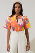 Milley Floral Mei Split Neck Satin Top
