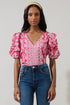 Valen Floral Chancellor Ruched Sleeve Blouse