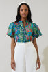 Devin Floral Reva Split Neck Top