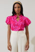 Vacey Floral Poly Smocked Top
