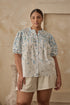 Miley Floral Court Button Down Top Curve