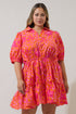 Rea Floral Stacie Button Down Mini Dress Curve
