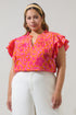 Rea Floral Emery Split Neck Top Curve